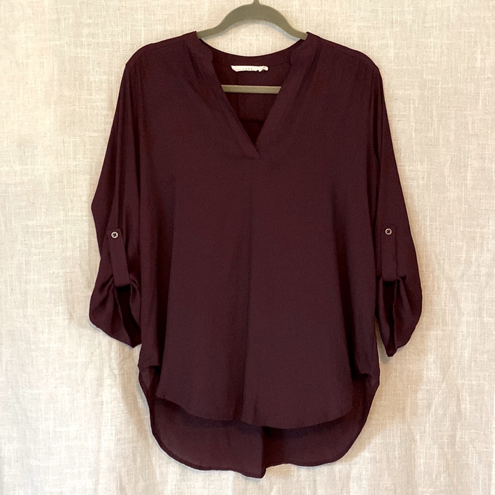 Lush 3/4 Sleeve V Neck Blouse